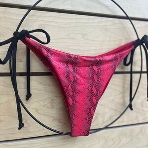 Demon Bikini Handmade Red Black Snake Print Tie Side Cheeky Bikini Bottom